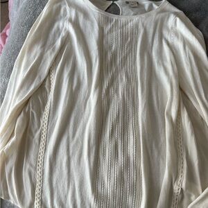 Lucky Brand Cream Blouse with Textured Details